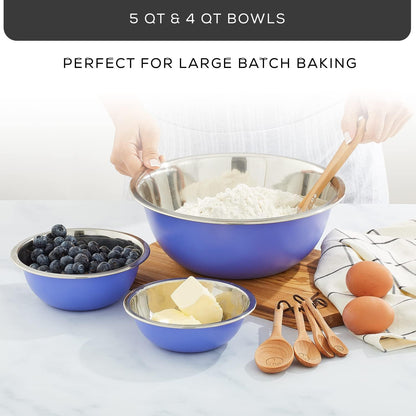 JoyJolt Stainless Steel Mixing Bowl Set of 6-5qt to 0.5qt Nesting Bowls for Dough, Batter & Baking