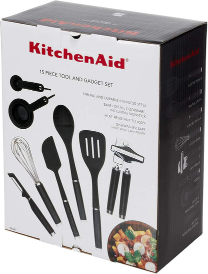 KitchenAid Classic Tool and Gadget Set, 15-Piece, Black