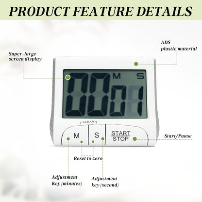 Large LCD Display Kitchen Timer -Magnetic Digital Timers,Loud Alarm,Memory and Fast Forward Function,Cooking Timers for Kitchen,Gym, Meeting, Classroom,Study,Work,Outdoor Activities(Black)