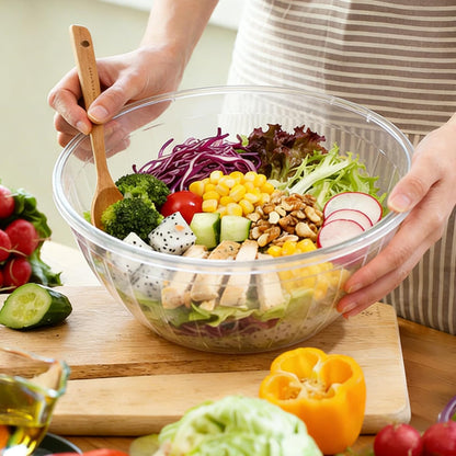 Plastic Mixing Bowls with Lids Set, Multicolor Salad Bowl Set, 7 Pieces Nesting Storage Bowls