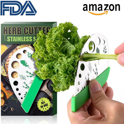 Herb Stripper Herbs Cutter Scissors Stainless Steel Leaf Remover Stripping Tool Vegetable Kitchen Gadget Tool with Protective Holder
