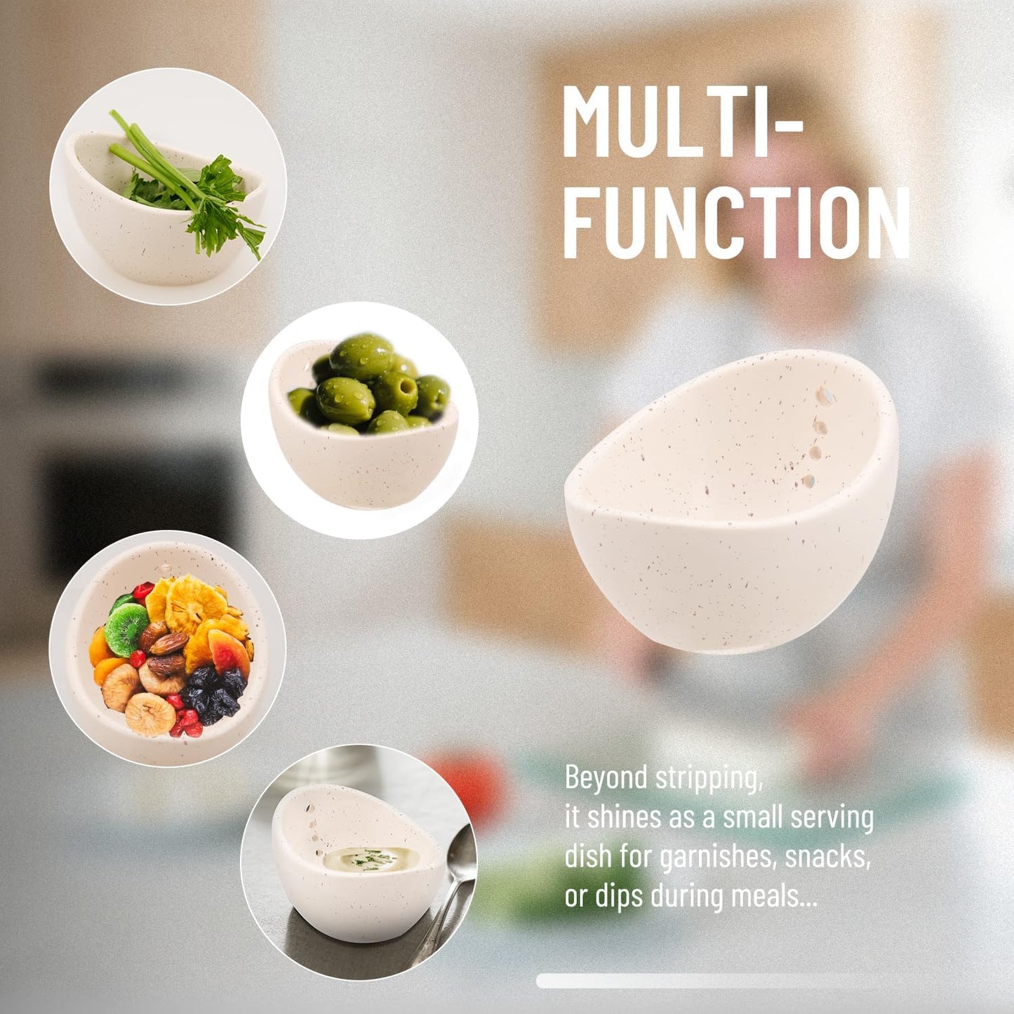Pottery Herb Stripper Bowl - Small Herb Stripping Bowl with 4 Different Hole Sizes for Separating Leaves and Stems – Handmade Kitchen Tool, White
