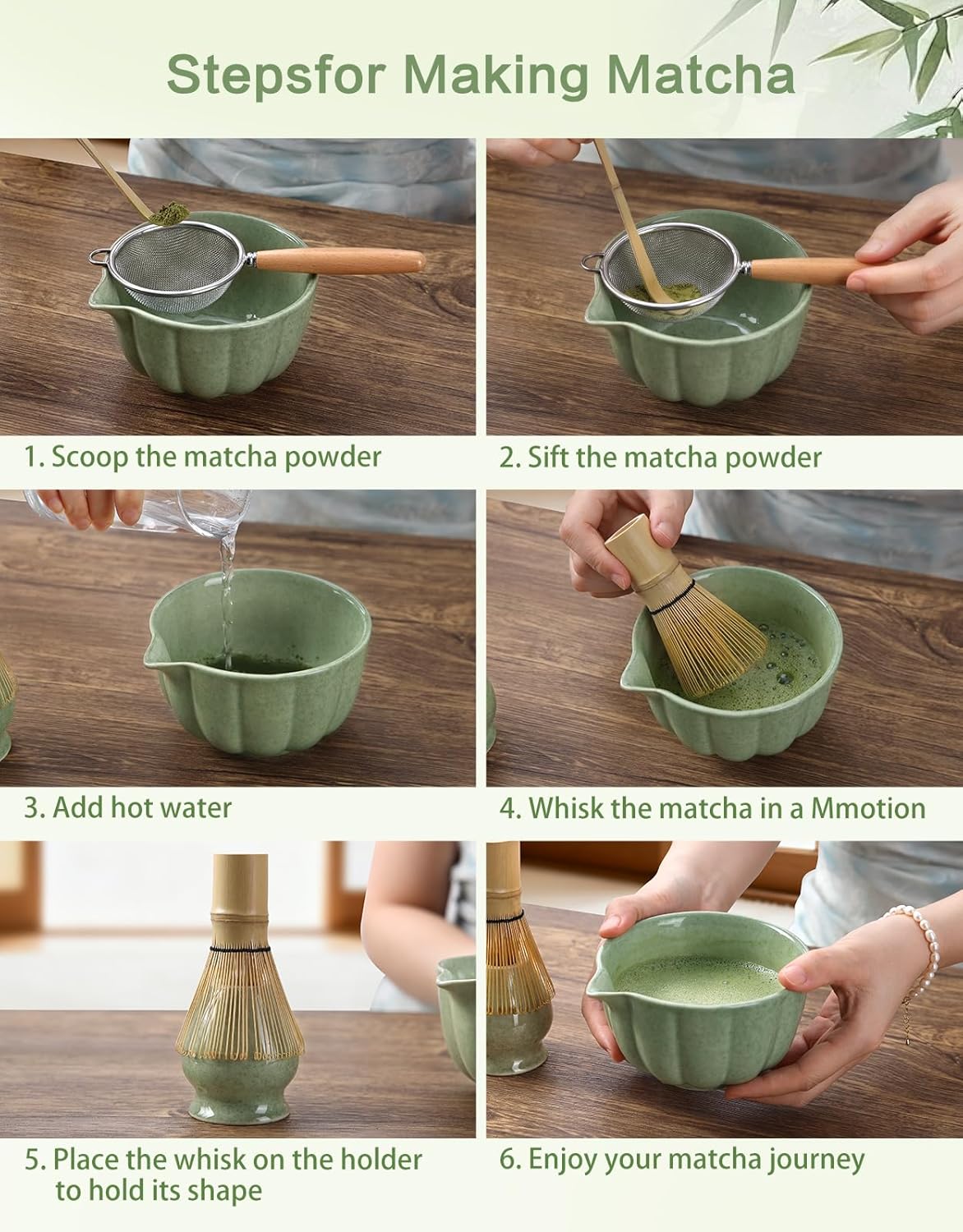 Matcha Whisk Set, 7 Pcs, Matcha Kit Includes Matcha Bowl, Matcha Whisk and Holder, Bamboo Scoop, Spoon, Sifter and Tea Towel, Matcha Set, Gift for Matcha Lovers & Beginners (Pink)