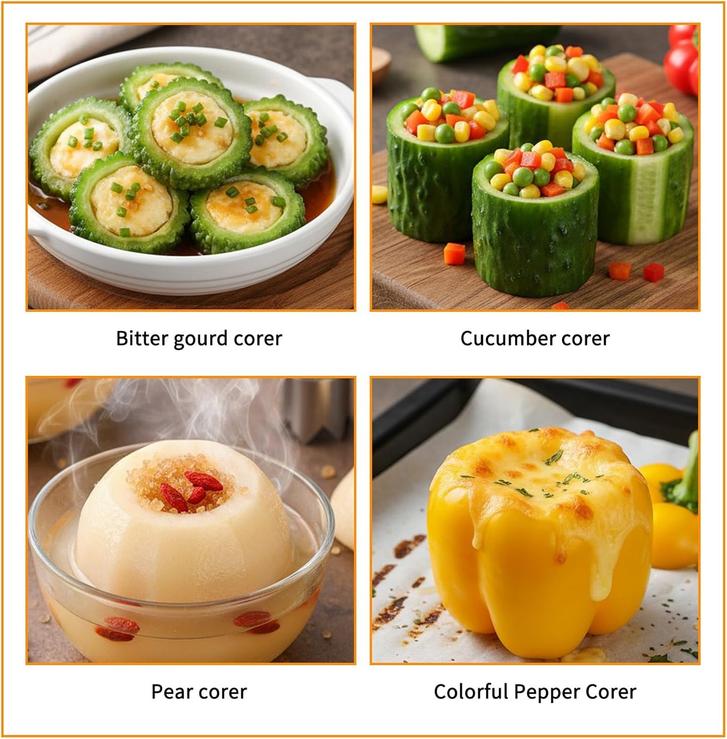 JJUNW 3 PCS Stainless Steel Corer Tool, Pepper Seed Corer Remover Multifunctional Fruit And Vegetable Core Remover Kitchen Gadget for Pepper Pineapple Pear Vegetable Cores