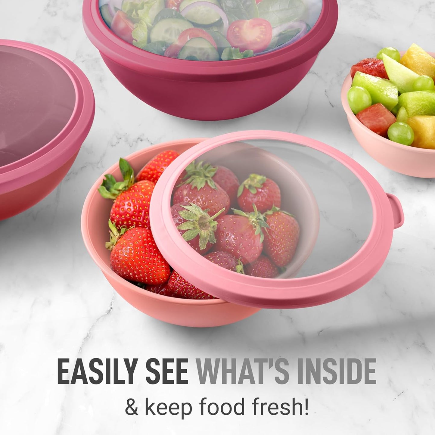 Zulay Kitchen 12 Piece Plastic Mixing Bowls with Lids Set - Leak-Proof Microwave & Freezer Safe Stackable Mixing Bowl Set for Preparing, Serving and Storing - Non-Slip Large Nesting Bowls (Blue Ombre)