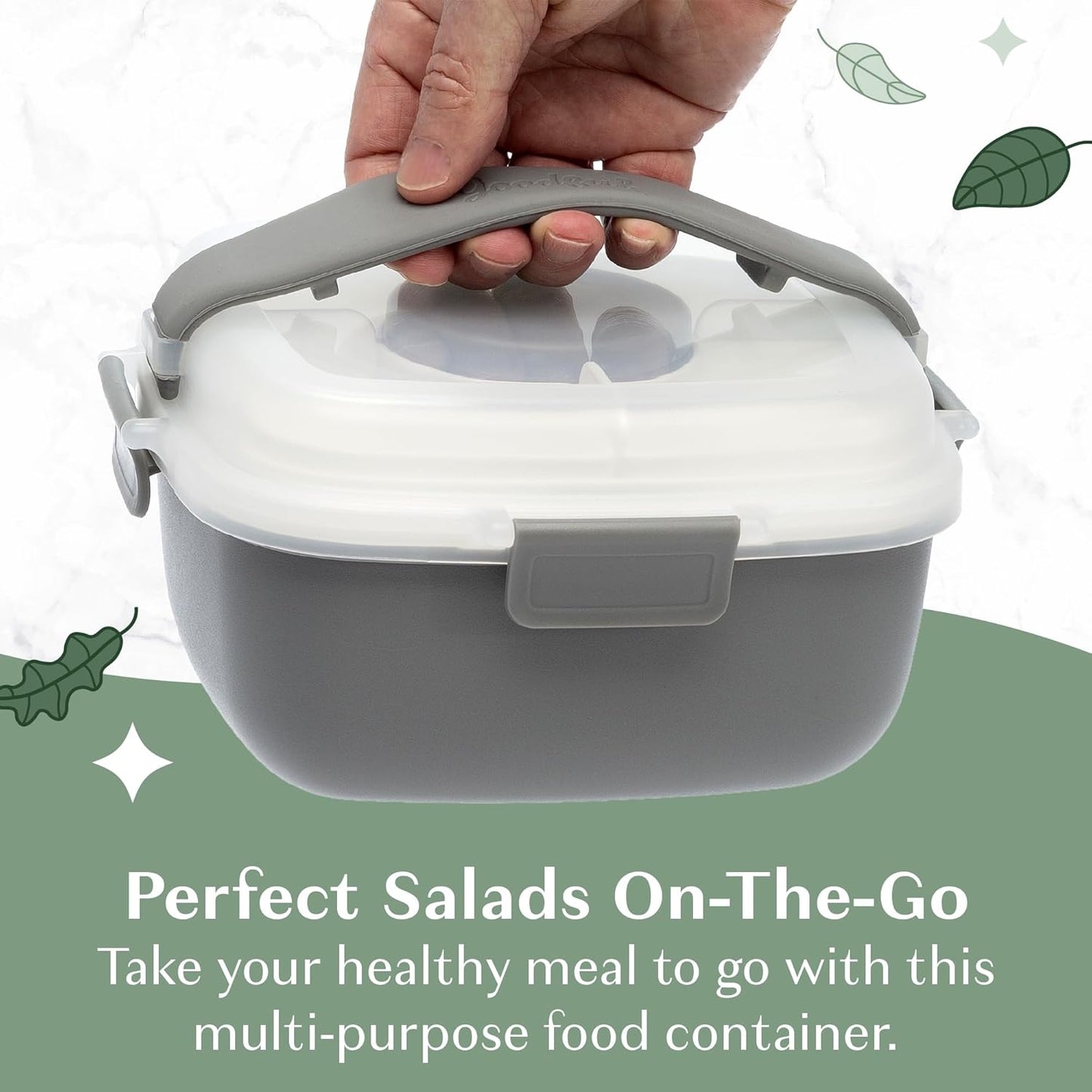 Goodful Stackable Lunch Box Container, Bento Style Food Storage with Removeable Compartments for Sandwich, Snacks, Toppings & Dressing, Leak-Proof and Made without BPA, 56-Ounce, Teal