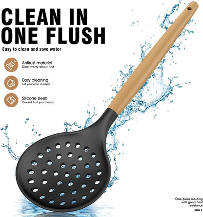 oannao Silicone Cooking Utensils Kitchen Utensil Set - 446°F Heat Resistant Silicone Kitchen Utensils Set, Spatula,Turner Tongs, Spoon, Whisk,Kitchen Gadgets for Nonstick Cookware, BPA Free (Gray)