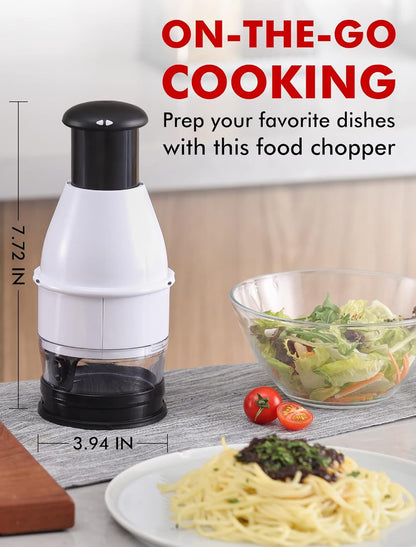 Geedel Food Chopper Vegetable Cutter, Easy to Clean Manual Veggie Onion Garlic Nut Chopper Dicer, Dishwasher Safe Vegetable Chopper with Container for Onions Nuts Garlic Veggies Salads, No BPA, White