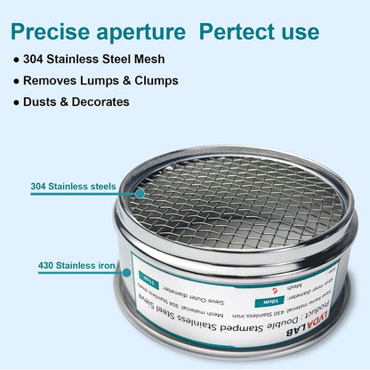 304 Stainless Steel Mesh Lab Sieve, 325 Mesh (0.045mm) Aperture Test Sieve, 4inch(10cm) Economy Standard Analysis Sample Test Sieves for Industrial Laboratory Homes - Colors A