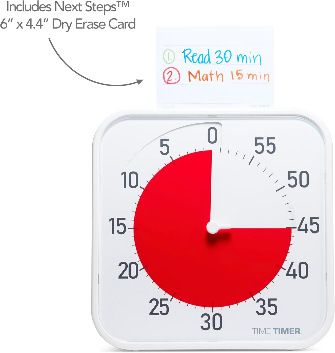 TIME TIMER 8 inch Visual Timer - 60 Minute Kids Desk Countdown Clock with Dry Erase Activity Card, Also Magnetic - for Kids Classroom, Homeschooling Study Tool, Task Reminder, Home and Kitchen Timer