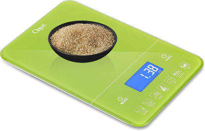 Ozeri Touch III Digital Kitchen Scale with Calorie Counter, 22 lbs (10 kg), Calla Green