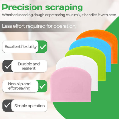 4 Pcs Dough Scraper Bench Scraper 4.65x3.66" Plastic Flexible Bowl Scraper Sharp-Edged Multi-Angle Cake Scraper Non-Slip Baking Tool Decorating Tool Shaping Tool (4Pcs Two white+ Two green)