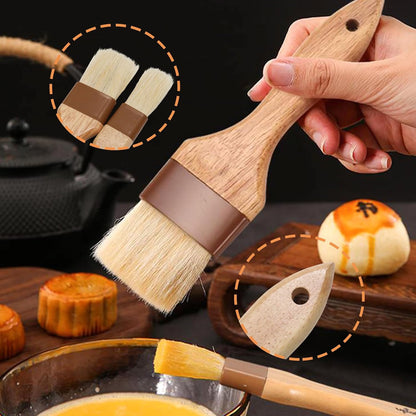1 Inch Pastry Brushes for Baking, Natural Bristle Basting Brush, Kitchen Oil Brushes for Cooking, BBQ Sauce, Butter(1 Inch)