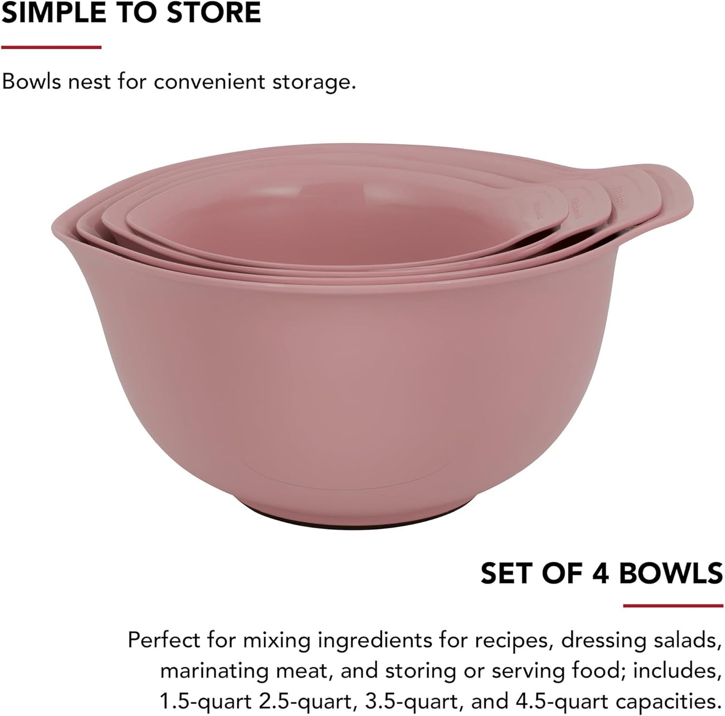 KitchenAid Universal Nesting Plastic Mixing Bowls, Set Of 3, 2.5 quart, 3.5 quart, 4.5 quart, Non Slip Base with Easy Pour Spout to Reduce Mess, Dishwasher Safe, Aqua Sky, White, Gray