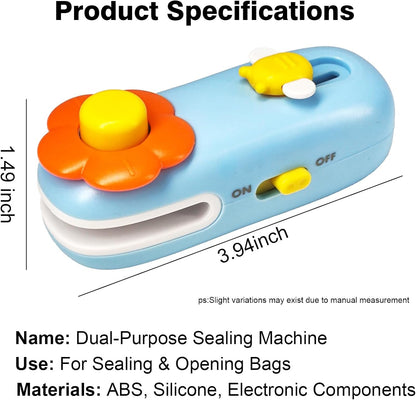 Mini Thermal Sealer with Built-in Cutter & Fridge Magnet, USB Rechargeable - Portable Food Bag Sealer for Snacks, Chips, Cereals | Keep Food Fresh Longer | Compact Kitchen Gadget for Home, Camping