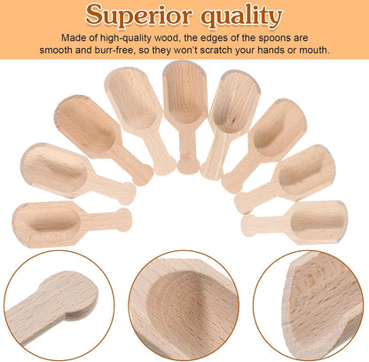 Kenaoeoe 60 Pack 2.9 x 1.1 Inches Small Wooden Spoons Unpainted Wooden Scoops for Jars Mini Measuring Cups for Bath Salts, Sugar, Coffee, Spices, Laundry Detergent
