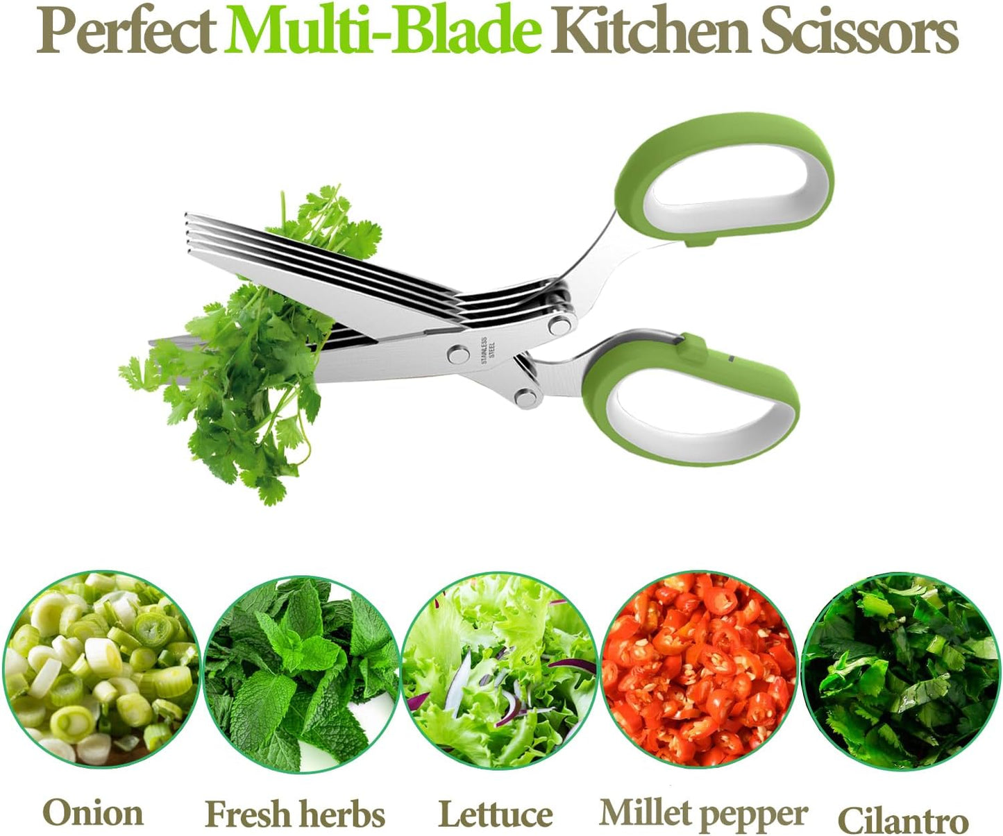 2025 Upgraded Herb Scissors, Effortless Herb Shears Cutter Tool with Sharp Stainless Steel Blades for Fresh Herbs, Must-Have Kitchen & Cooking Gadget, Black