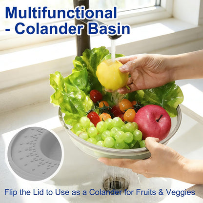 10.7 Inch Microwave Food Cover with Heat Insulation Mat, Anti-Scald Collapsible Microwave Splatter Cover, Multi-Functional as Colander & Fruit Plate, Dishwasher Safe, Ideal for Meal Prep (Gray)