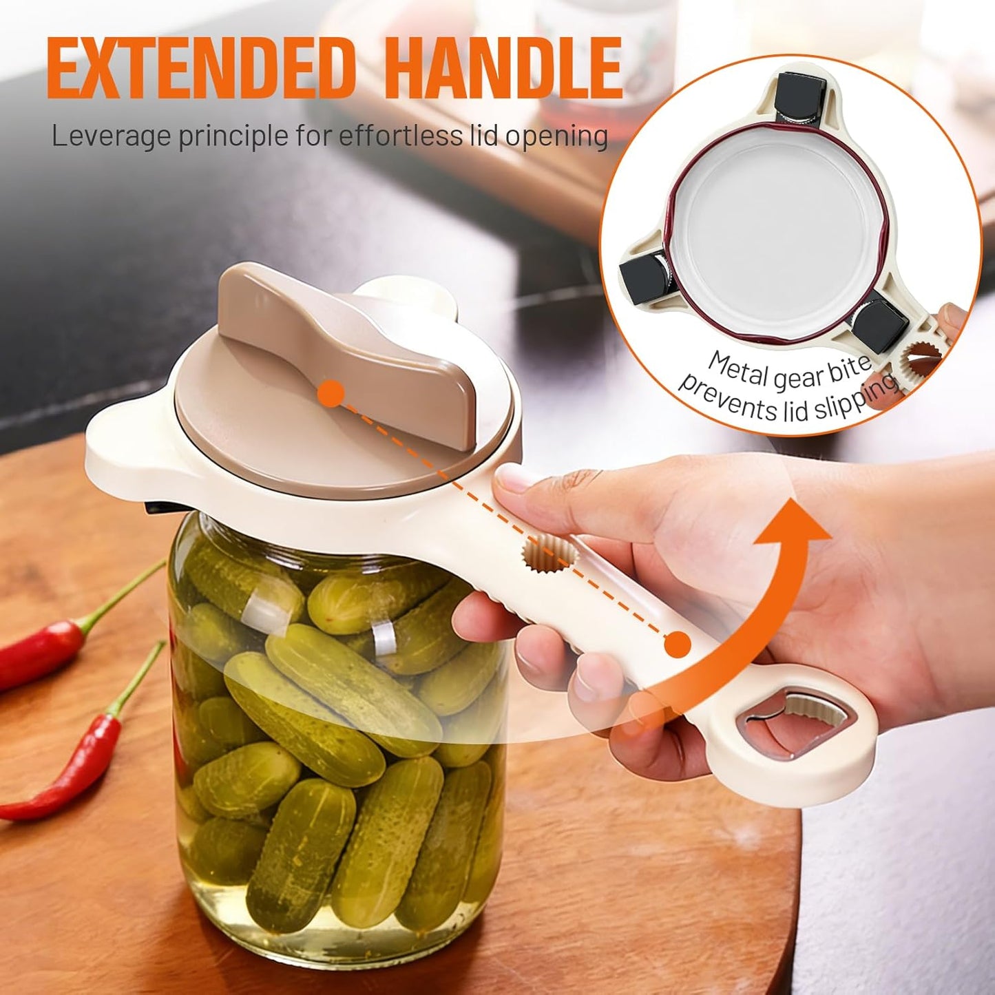 Multifunctional Retractable Bottle Opener, Jar Opener Bottle Opener for Seniors with Arthritis, 4 in 1 Magnetic Stainless Steel Can Opener for Opening Jars Beer Lid Kitchen Gadgets Tool