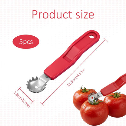 Tomato Corer Tool Strawberry Corer Tool,Stainless Steel Tomato Corer,Practical Kitchen Tools,For Tomato Strawberry,Dessert Making And Salad Making(5 Pcs)