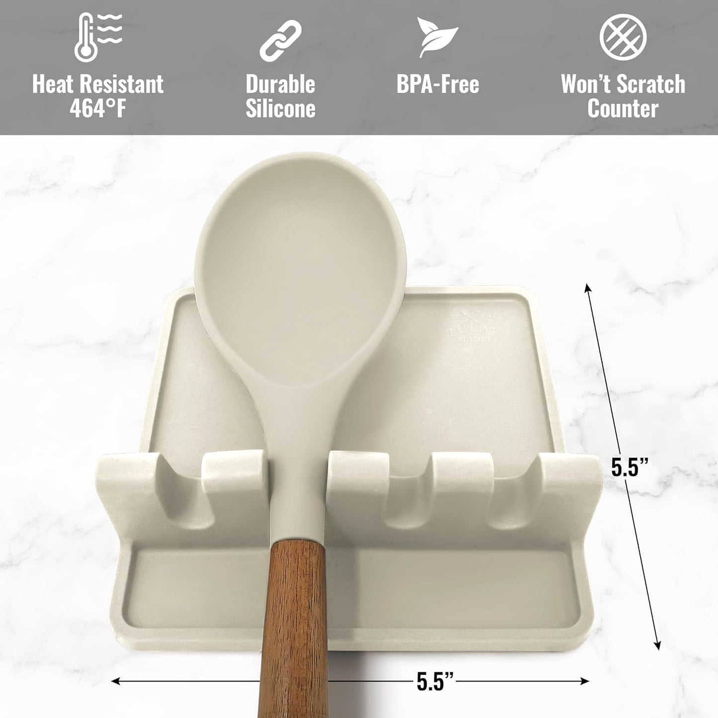 Zulay Kitchen Spoon Rest for Multiple Utensils High Heat-Resistant Silicone Drip Pad, BPA-Free Spoon Holder for Stove Top, Kitchen Gadget Holder for Ladles, Tongs, Cooking Spatula - Makes Great Gift