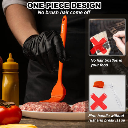 Anaeat 2 Pack Silicone Basting Pastry Brushes - Heat Resistant Brush with Soft Bristles, Hygienic One-Pieces Design, Marinade Brush Great in Baking for Spreading Oil Butter Sauce BBQ Grill (Black)