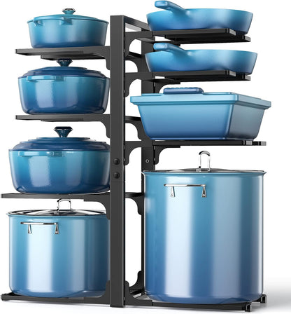 ORDORA Pots and Pans Organizer for Cabinet 16.61 Height, 8 Tier Pot Organizers Rack with 3 DIY Methods, Adjustable Pan Organizer under Cabinet Kitchen Organization and Storage