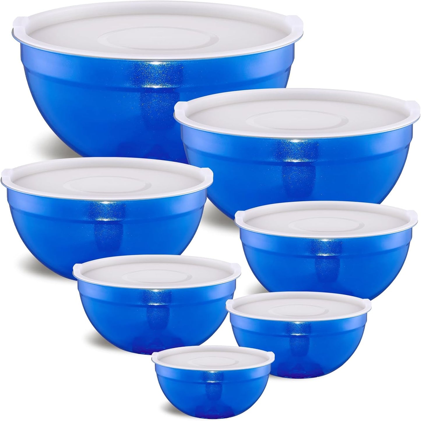 Colorful Mixing Bowls with Airtight Lids, Stainless Steel Nesting Mixing Bowls Set of 7, Ideal for Baking, Prepping and Serving Food, Size 7, 3.6, 2.7, 2.1, 1.5, 1.1,0.8 QT, Stackable Design