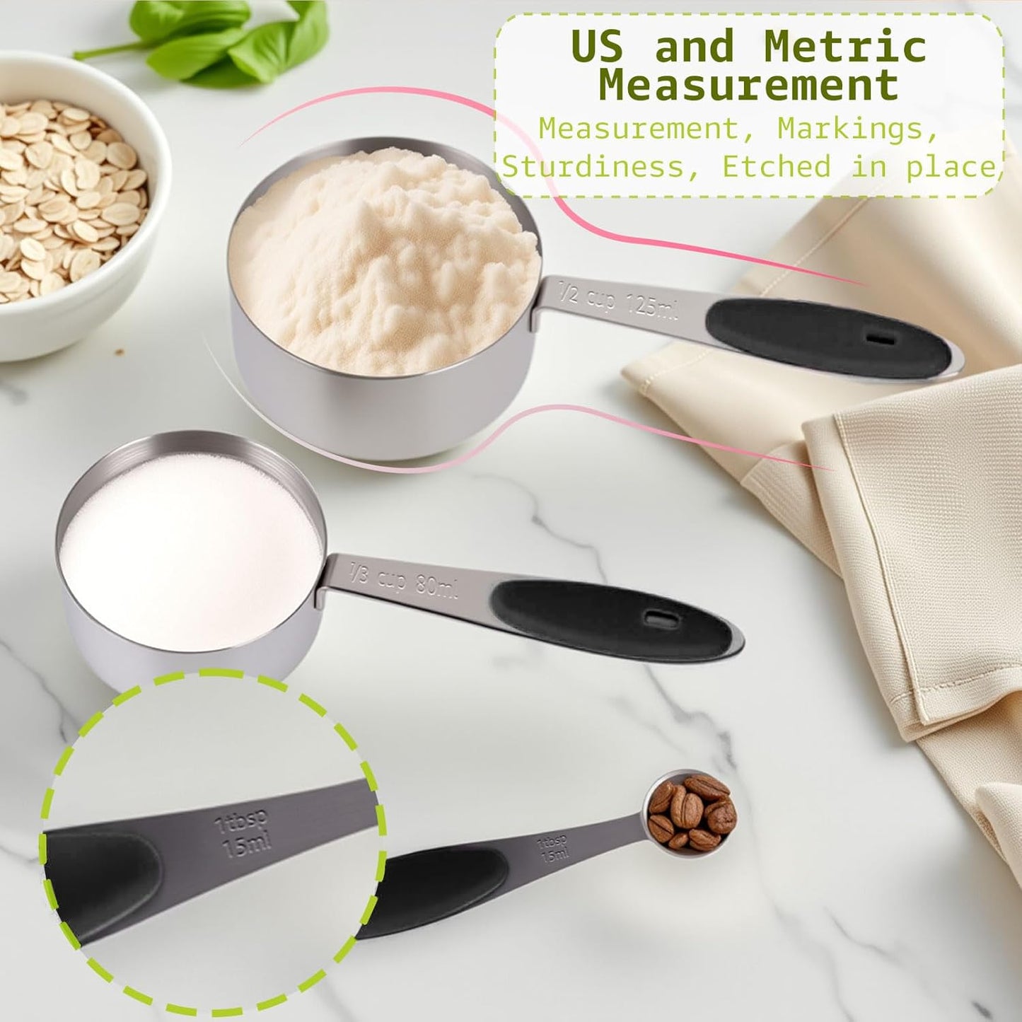 Inmorven 10pcs Measuring Cups and Spoons Set, BPA-Free Plastic Kitchen Baking Tools with Engraved Markings, Stackable Design for Dry & Liquid Ingredients (Pink)