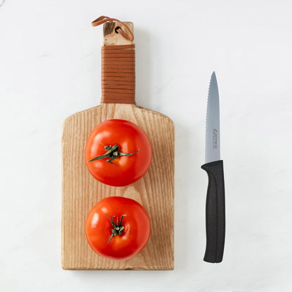 Tomato Knife - MATTSTONE HILL 5 Inch Serrated Kitchen Utility Knife, Serrated Cheese Tools, German X50CrMoV Steel, Red Handle