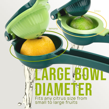 Zulay Kitchen Metal 2-in-1 Lemon Squeezer - Sturdy Max Extraction Hand Juicer Lemon Squeezer Gets Every Last Drop - Easy to Clean Manual Citrus Juicer - Easy-Use Lemon Juicer Squeezer - Yellow/Green