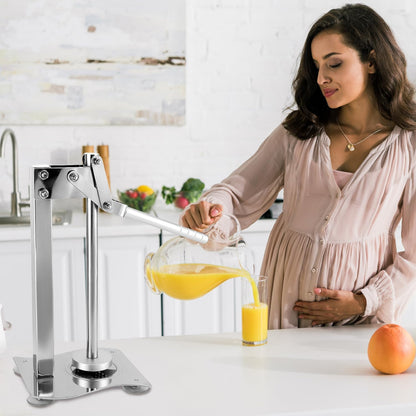 QWORK Heavy Duty Manual Desktop Lemon Juicer, 304 Stainless Steel Multifunctional Orange Juicer Fruit and Nut Crusher with Non-Slip Handle