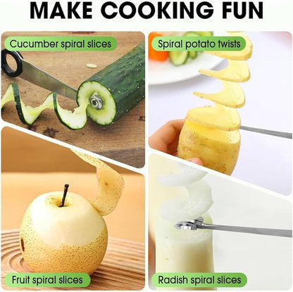 Potato Spiralizer, Spiral Slicer, Kitchen Spiralizer for Potatoes and Veggies Quick Uniform Spirals, Easy to Use and Clean, For Carrots Zucchini and Vegetables (3pcs)