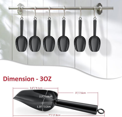 6 Oz Ice Scoop Set of 2, Leonyo Small Ice Cube Scoop for Freezer Bin, Stainless Steel Food Scoopers Spoon for Dry Goods, Flour, Pet, Kitchen Containers – Silver