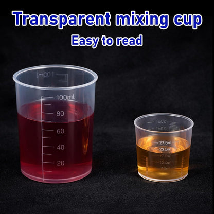 6 Pack Ounce Measuring Cup Set, 1 Oz (30 Ml) and 3.4 Oz (100 Ml) Small Measuring Cups Liquid, Plastic Clear Graduated Beakers for Mixing Cooking Baking Kitchen Crafts Lab