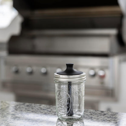Jarware Silicone Black Basting Brush Lid For Regular Mouth Mason Jars