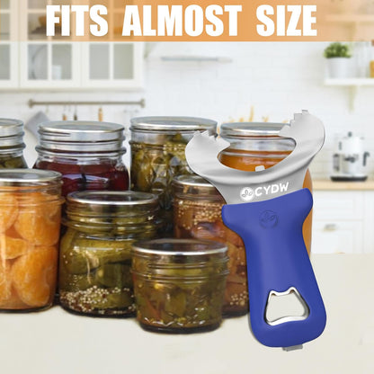 CYDW Mason Jar Opener Tool with Soft Touch Handle, No Lid Dents or Damage, Can Opener Manual Multi-Purpose, Easy Twist Manual Handheld Top Remover, Canning Supplies, Bottle Opener, Made for Lifetime