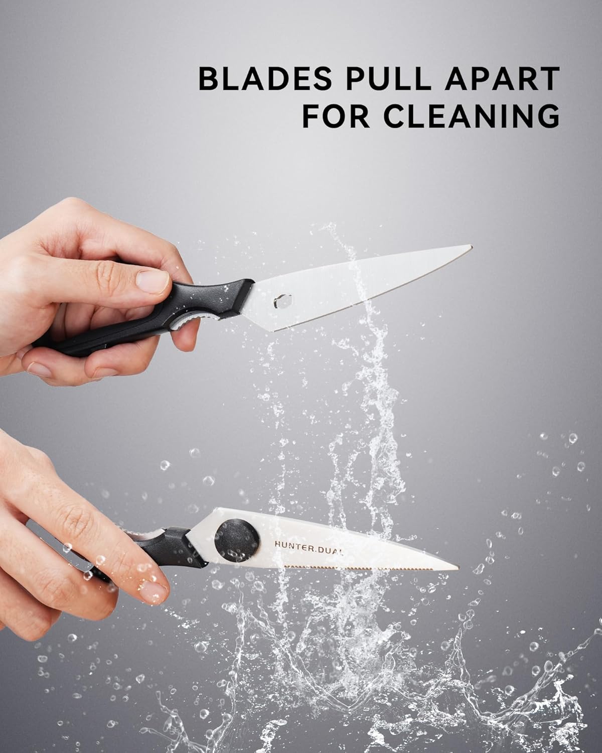 Kitchen Scissors for Food, HUNTER.DUAL Heavy Duty Come Apart Poultry Shears for Cooking, All Purpose for Cutting Chicken, Meat, Fish & Vegetables (Black, 8.26 Inch)