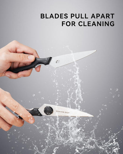 Kitchen Scissors for Food, HUNTER.DUAL Heavy Duty Come Apart Poultry Shears for Cooking, All Purpose for Cutting Chicken, Meat, Fish & Vegetables (Black, 8.26 Inch)