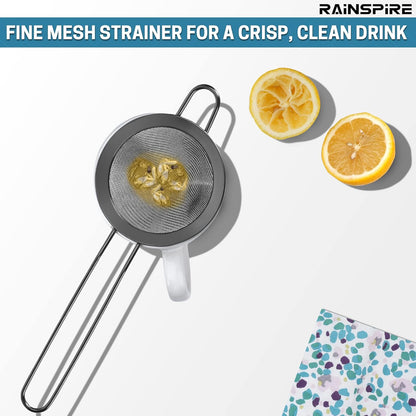 Upgraded 3.3" 304 Stainless Steel Fine Mesh Strainers for Kitchen, Cocktail Strainer Tea Coffee Juice Strainer Food Strainer Mini Sieve Strainer, Silver