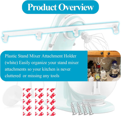 Plastic Stand Mixer Attachment Holder Compatible With Kitchenaid Mixer Accessories, Organize Flat Paddle Beater, Wire Whisk, Dough Hook Attachments, Space Saver for Wall or Below Cabinets,1 Pcs Black