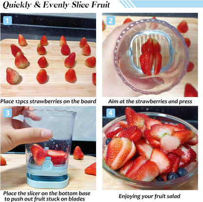 Creative Strawberry & Fruit Slicer - Detachable Cutter with Push Plate (Black)