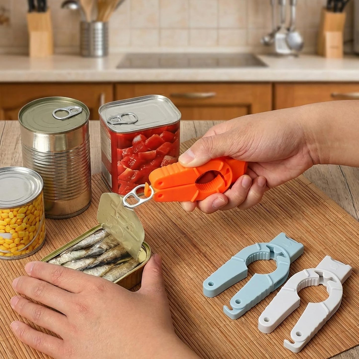Plastic Bottle Cap Opener,3 Pack Water Bottle Opener,Orange Soda Can Opener,3 in 1 Multi-Purpose Water Bottle Opener for Arthritic Hands,Seniors