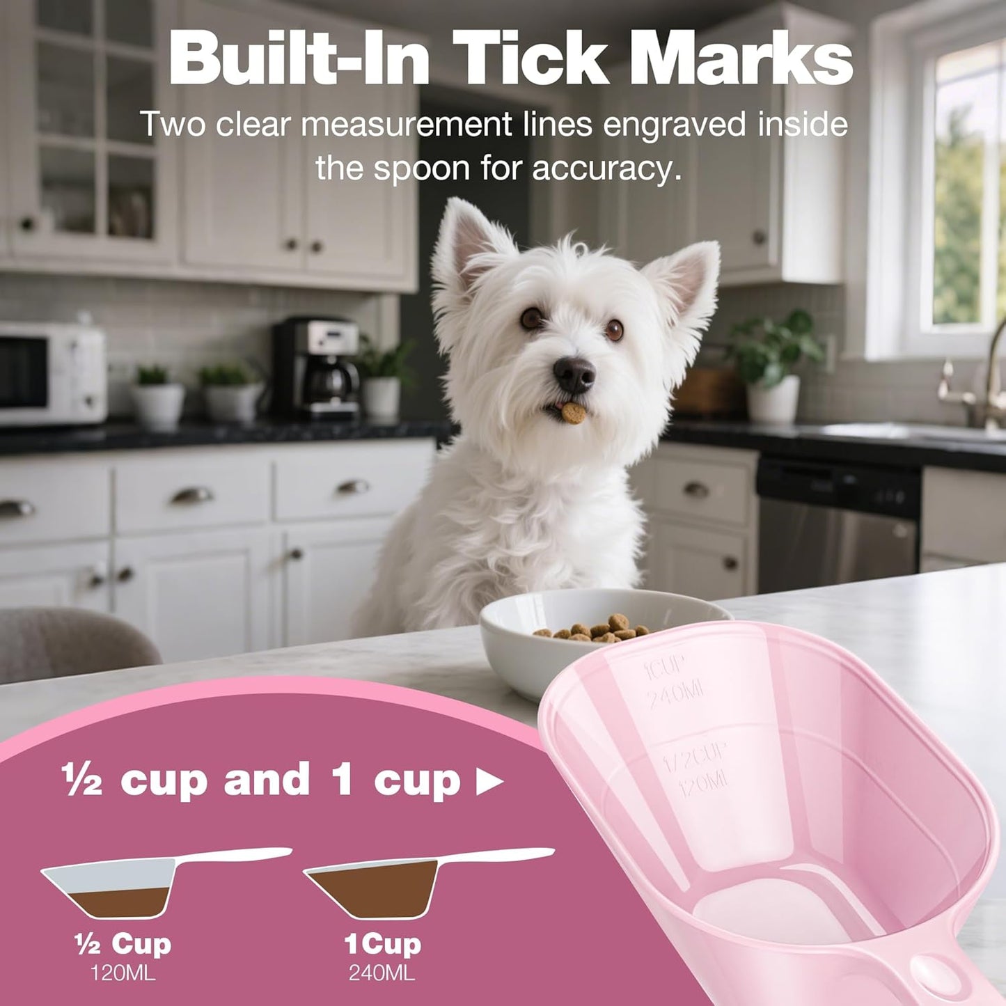 Food Scoop With Measuring Lines 2 Pack Black For Dog, Cat, Puppy, Coffee Bean, Flour Scoop, Ice