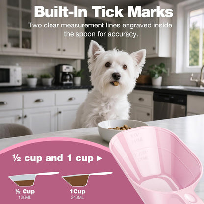 Food Scoop With Measuring Lines 2 Pack Black For Dog, Cat, Puppy, Coffee Bean, Flour Scoop, Ice