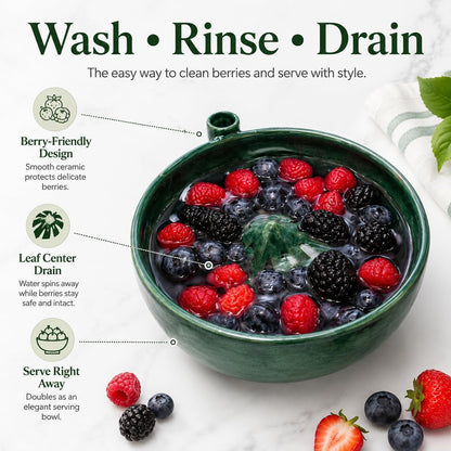 Self Spinning Berry Washing Bowl, Automatic Fruit Vegetable Washer Spinner with Drain Basket, Quick Cleaning Multipurpose Kitchen Fruit Washing Basket for Berry Grape Cherry