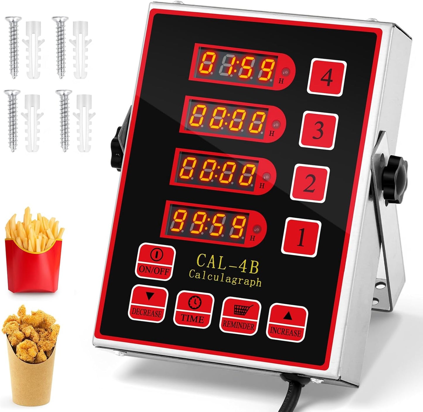 Relaxweex 1 Pack Commercial 8 Channel Digital Kitchen Timer, Multi-Countdown Timer with Loud Alarm & Large LCD Display, Wall Mount or Countertop for Restaurant, Fry Station, Baking & Lab Use