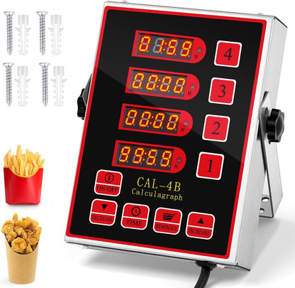 Relaxweex 1 Pack Commercial 8 Channel Digital Kitchen Timer, Multi-Countdown Timer with Loud Alarm & Large LCD Display, Wall Mount or Countertop for Restaurant, Fry Station, Baking & Lab Use