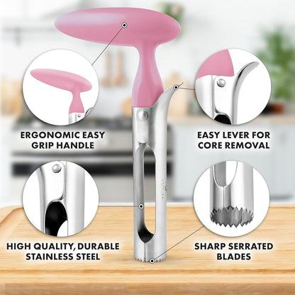 Zulay Kitchen Stainless Steel Pineapple Corer & Slicer – Heavy Duty Pineapple Cutter & Eye Removal Tool – Effortless Core Remover Tool with Sharp Reinforced Blade & Ergonomic Handle - Black
