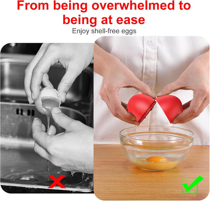 Egg Cracker, Silicone Egg Shell Opener, Cute Egg Shaped Design, Opens Eggs with Ease, A Little Happiness Boost for Your Kitchen. (Color: Red, 1-Pack)